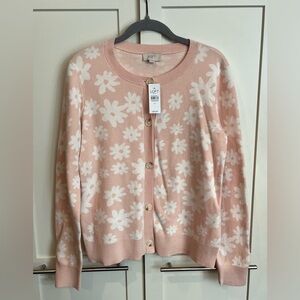 NWT Loft Outlet Pink Flower Print Cardigan